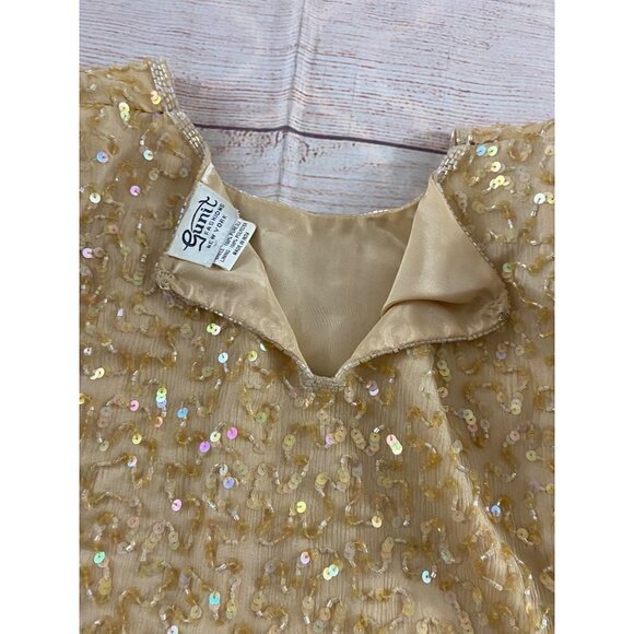 Vintage Gunnit Fashions New York Gold Beaded Top - Large - Picture 11 of 12